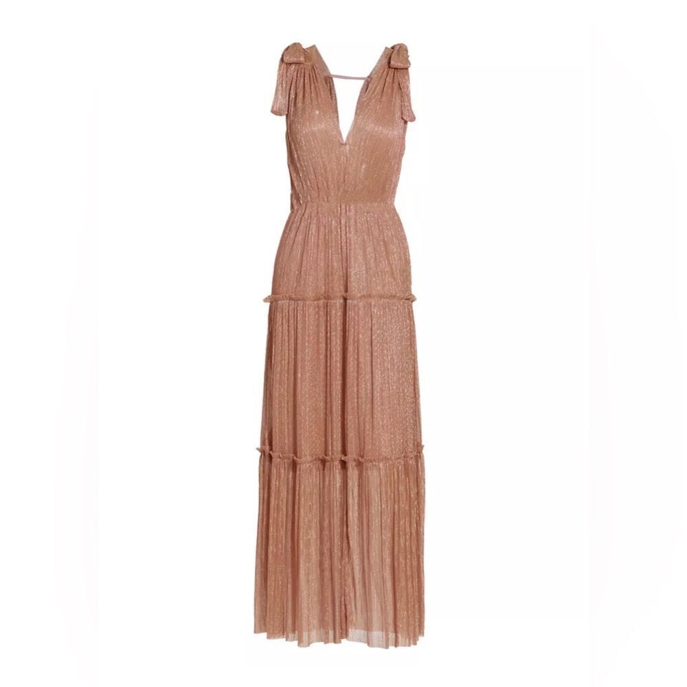 SABINA MUSÁYEV Helena Metallic Tiered Maxi Dress size L